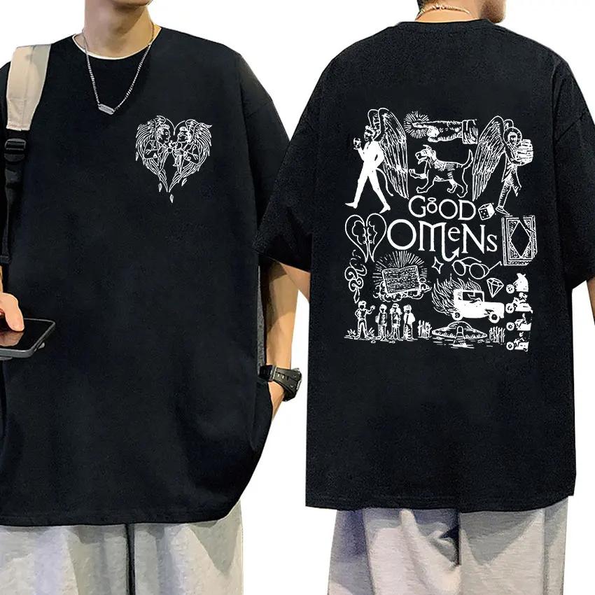 Klassisches Good Omens Vintage Grafik T-Shirt Herrenmode Hohe Qualität Baumwoll-T-Shirts Unisex Lässiges Oversized-T-Shirt 62407