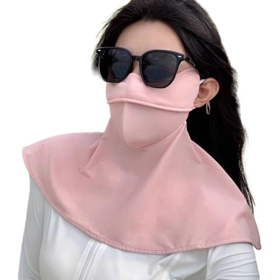 

Sun Protection Guard Lightweight Quick-Dry Fabric Solid Color Ice Silk Face Guard Shawl Design Semi-covered Face Neck Sun Shield розовый