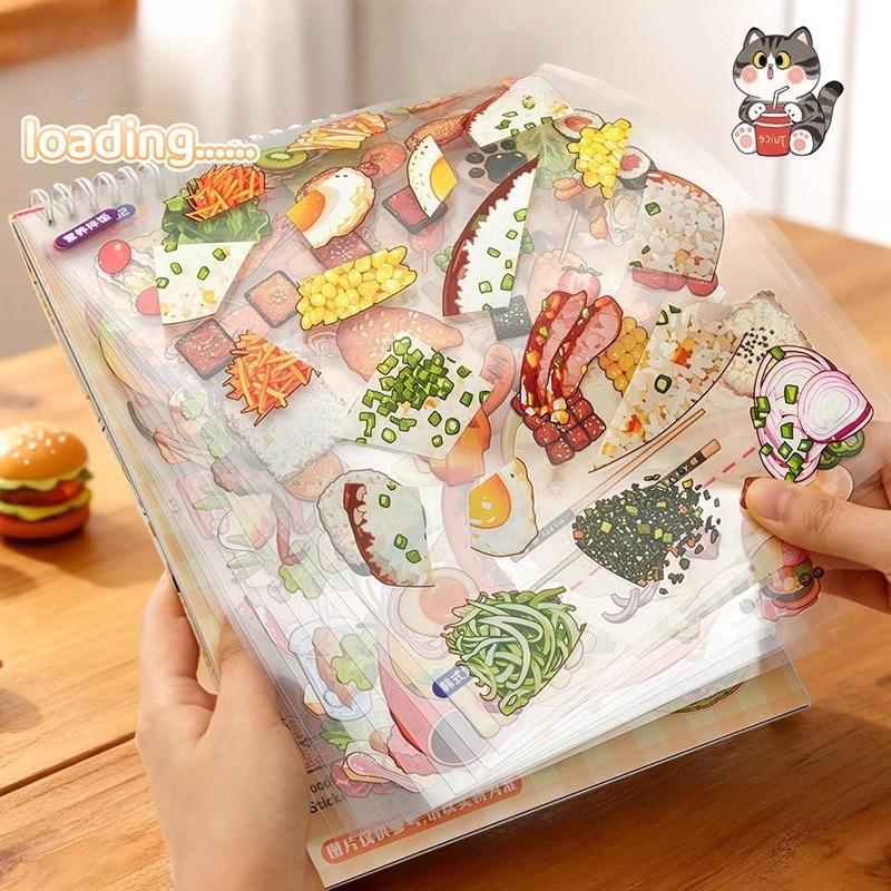 ZIYI Food Stickers Set Food Scene Stickers Creative Fun Relief Stress DIY Food Platter Stickers for Students and Adults