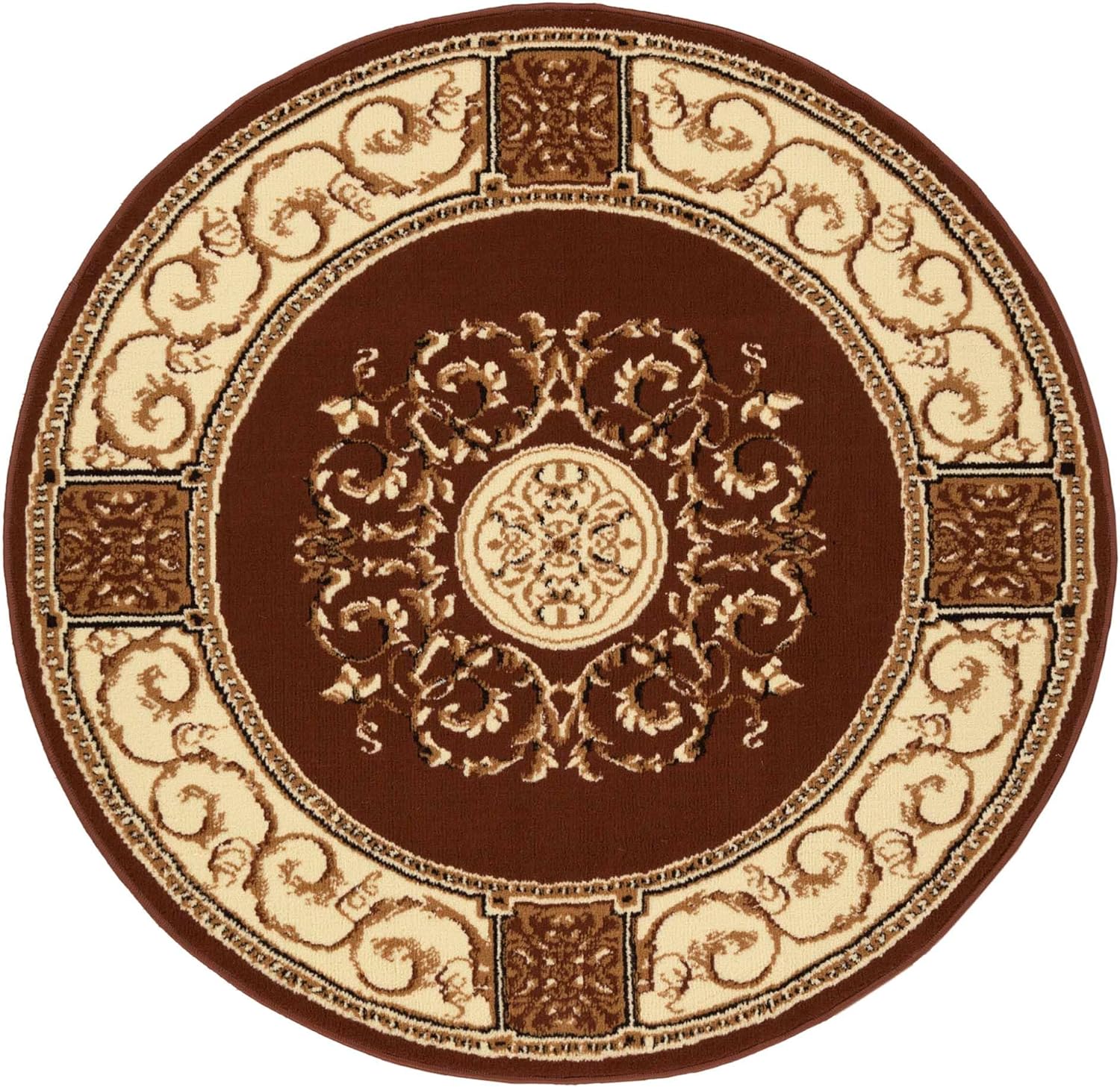 

Bohemian Style Circular Carpet Marble Patterned Frame Floor Mat Entrance Bedroom Bedside Sofa Carpet Home Decoration 40x40cm