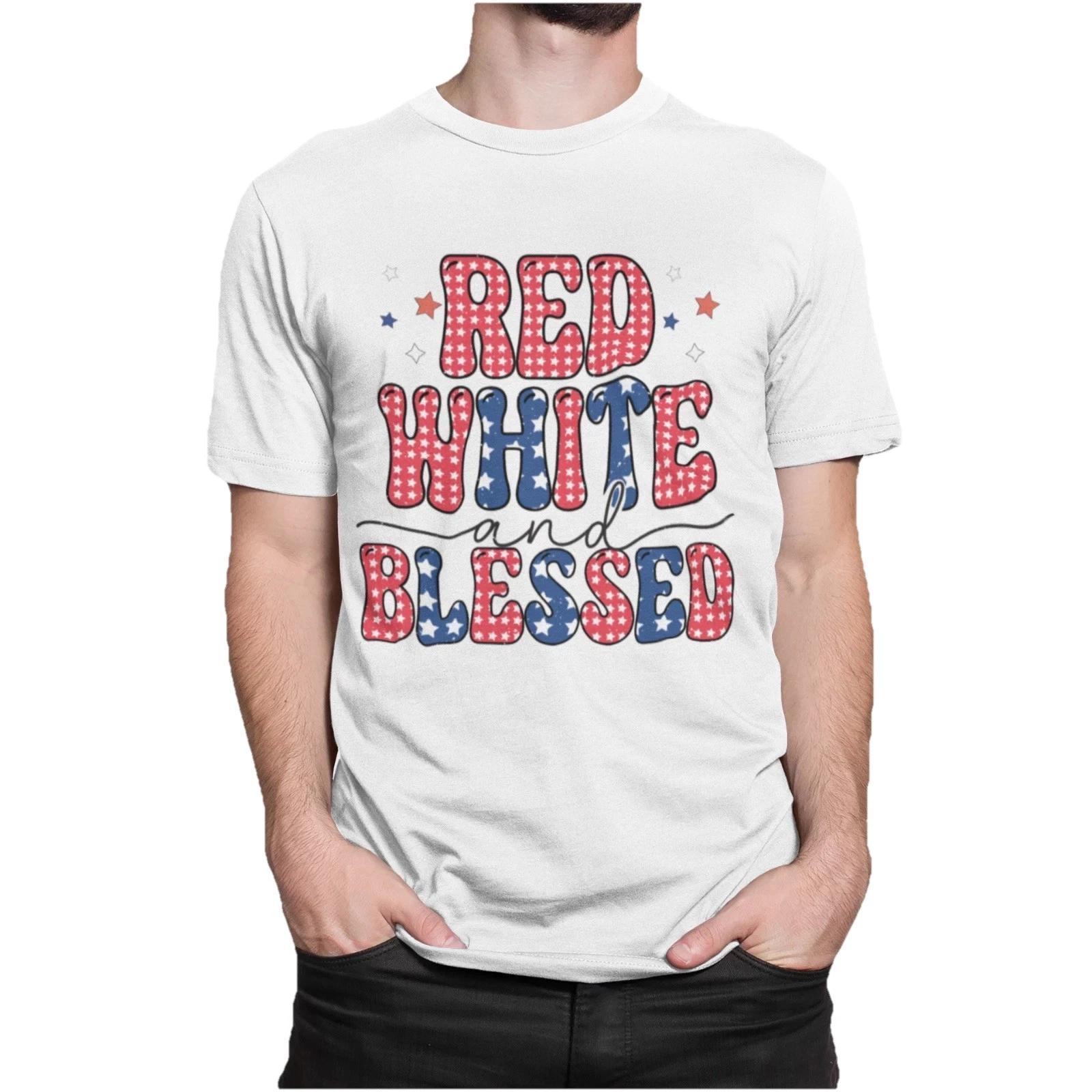 Red White and Blessed T-Shirt | 4th of July Patriotic Tee L