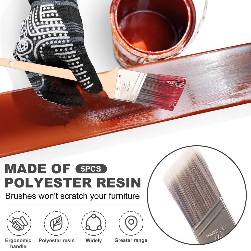 Wood Angled Sash Paint Brush Set Verstaile Wood Handle Paint Brushes Set Easy To Use Short Cut Angle Sash Tool for Painter