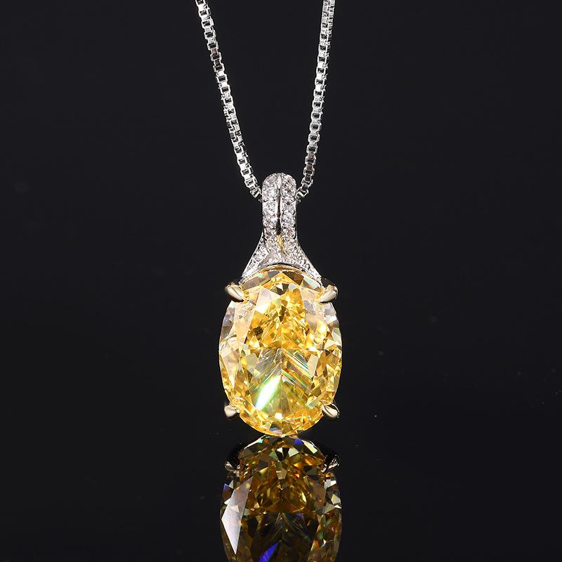 Jewelry Copper Bottom Gold-plated High-carbon Diamond Ice Flower Cut Pigeon Egg Copper Setting Set Female 10 * 14