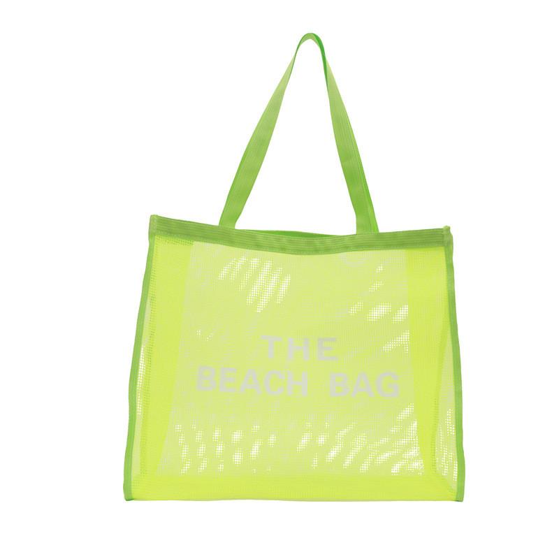 Large Nylon Shopping Bag With Transparent Mesh And Inner Pocket For Daily Carry