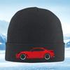 Red Sports Coupe Wheels Black Background Men Women Unisex Knitted Hat Beanie Pullover Cap Winter Thermal Warm Christmas Outdoor