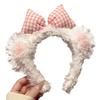 Sweetheart Blush Bow & Lace Bear Ear Headband for Makeup