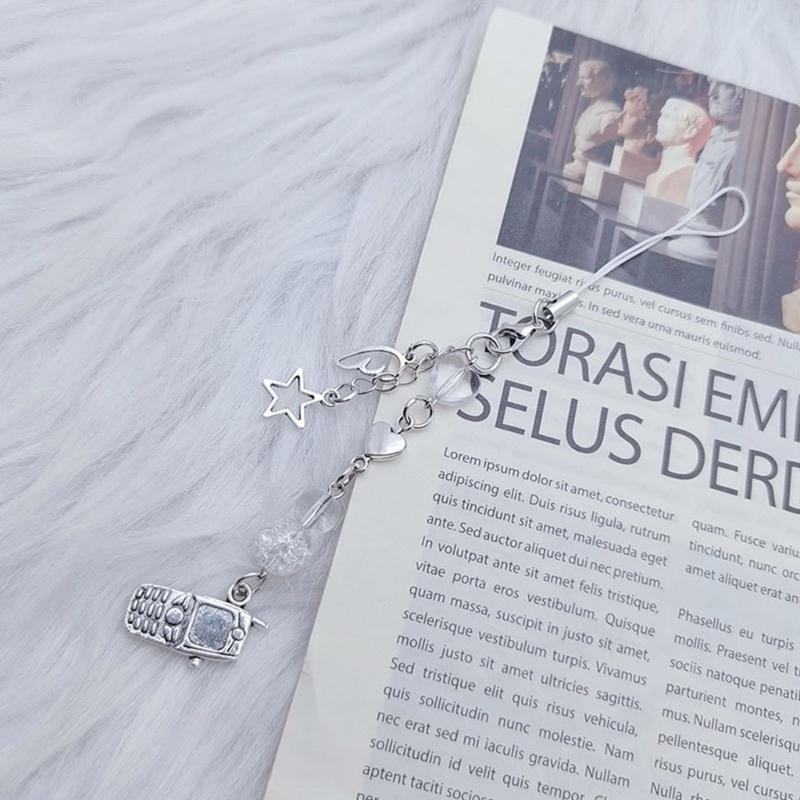 Bowknot Heart Cross Hanging Pendant Sweet Cool Phone Strap Bag Decoration Portable Hanging Lanyard Gift for Girls Women