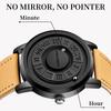Fashion New Man Watch Creative Scrolling Pointer Magnetic Force Quartz Watch Genuine Leather Sport Men Watches Relogio Masculino