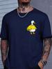 Unisexs Royal Blue Crew Neck Tee Smoking Duck In Egg Shell Cartoon Print Loose Summer Street Casual Daily Basic Short Sleeve Top