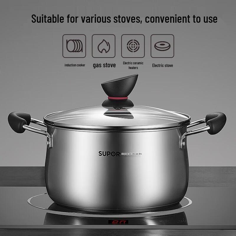 Supor Small Red Circle Stainless Steel Soup Pot
