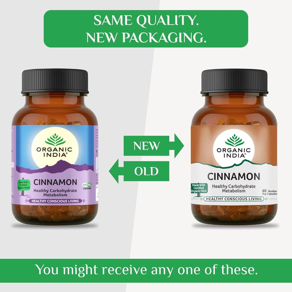 ORGANIC INDIA Swadesi Cinnamon Tab 60 Capsules X Pack of 2 Natural Digestive & Wellness Support Capsules