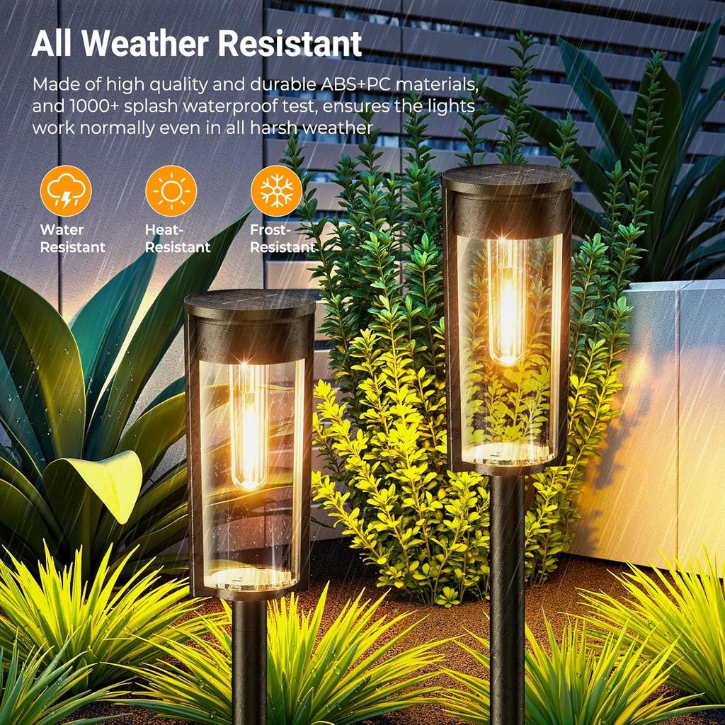 Outdoor Solar Pathway Light 2/4Pack Solar Garden Lights Waterproof Auto On/Off Landscape Lighting for Patio Lawn Pathway Walkway