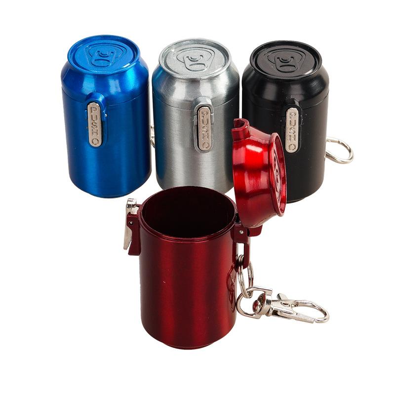 Mini Ashtray Portable with Lid for Outdoor Travel Metal Storage Box with Keychain Cigarette Accessories