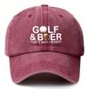 A Printed Baseball Cap That Says Golf And Beer ThatS Why IM Here This Vintage Washed Adjustable Dad Hat Is Designed for G