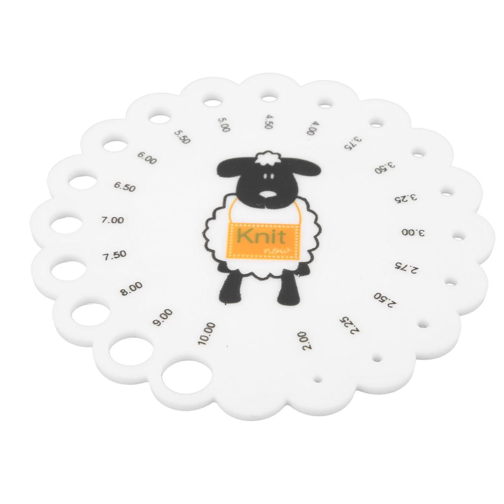 Needle Gauge Knitting Plastic Round Measuring Tool with Clear Scale Cartoon Pattern for DIY Sewing
