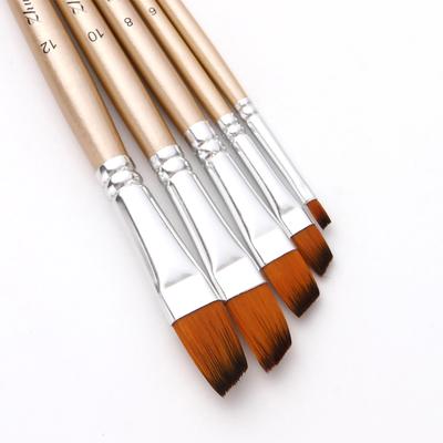 5pcs Angular Tip Paint Brushes Set Nylon Hair Wooden Handle Artists Paintbrushes for Children