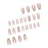 24Pcs pink cat eye French nail patches, medium almond shape, decorated with golden lines, simple style, smooth surface, full cov