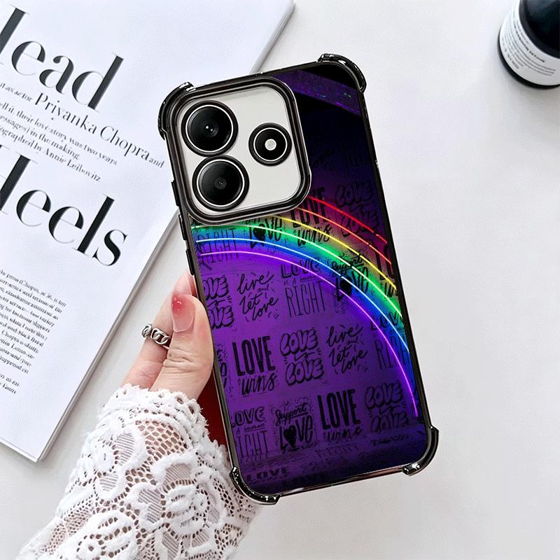 LGBT Rainbow Love Is Love Plating Phone Case For Xiaomi Redmi Note 14 15 Pro Plus 13 12 11 11S 11T 10 9S 9 5G Anti-Fall Airabag