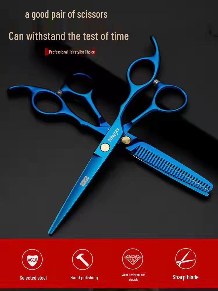 6" Fire Craftsman Mei Mei Black Hairdressing Scissors - Flat Cut & Thinning