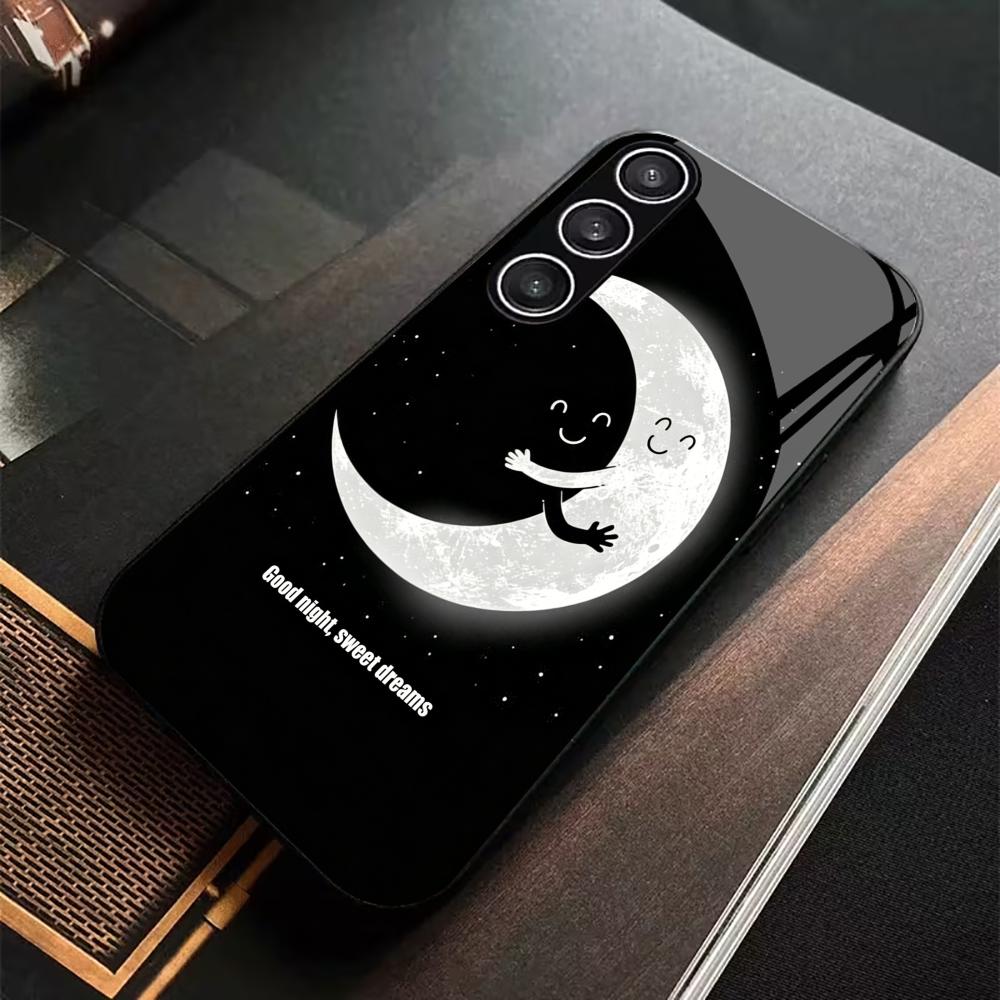 Mondnacht Schutzhülle Exquisit Hochwertig Glas TPU Handyhülle für Samsung Galaxy S26 S25 S24 S23 S22 S21 FE, Ultra, Plus