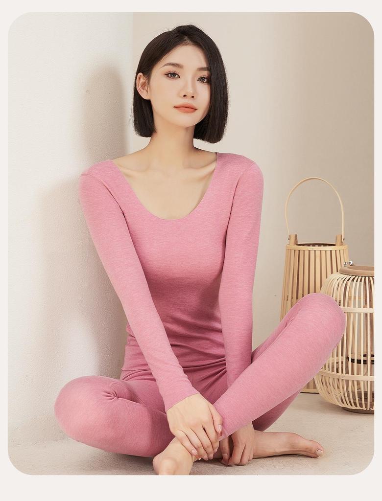 Damski Wysokoelastyczny Termiczny Garnitur z Niemieckiego Aksamitu - Kaszmirowy Jedwab Dwustronne Ogrzewanie Jesienne Ubrania i Spodnie