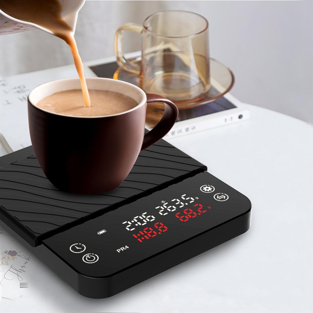 Smarte Kaffeewaage mit Timer Mini Elektronische Waage Duale Digitalanzeige Kaffeewaagen 2kg USB Küchenwaage