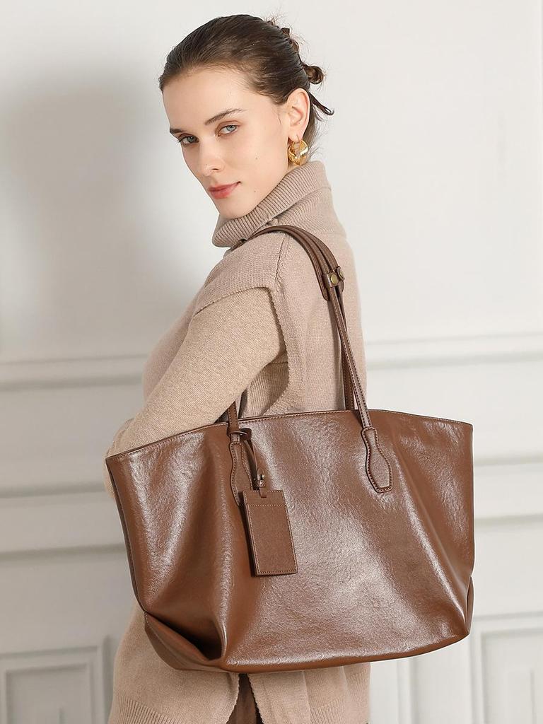 2026 Luxury Woman Shoulder Bag Soft Leather Large Capacity Square Fashion Tote Bag Korean Fashionable Handbag Shopping Underarm Bags