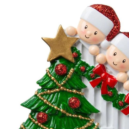 Custom Family Christmas Ornaments with Name Peeking Family of 2/3/4/5/6 Christmas Tree Ornament Holiday Gift for Family Friend