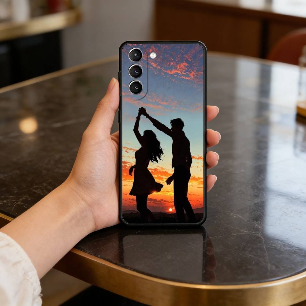 Romantic Couple Silhouettes Case for Samsung Galaxy S21 S25 FE S24 S23 Ultra S20 S9 S22 Plus S10 TPU Cover