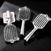 Electroplated Silver Massage Comb with Folding Mirror and Anti-Static Air Cushion – Student Girl Ins Style