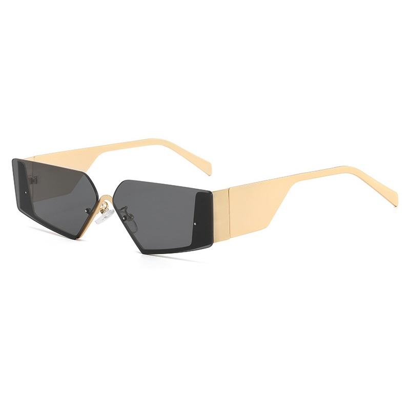 

Metal Frame Rimless Wide Legs Cat Eye Sunglasses Women Men Vintage Female Shades Brand Gafas Luxury Sun Glasses UV400 Eyewear as picture золотой