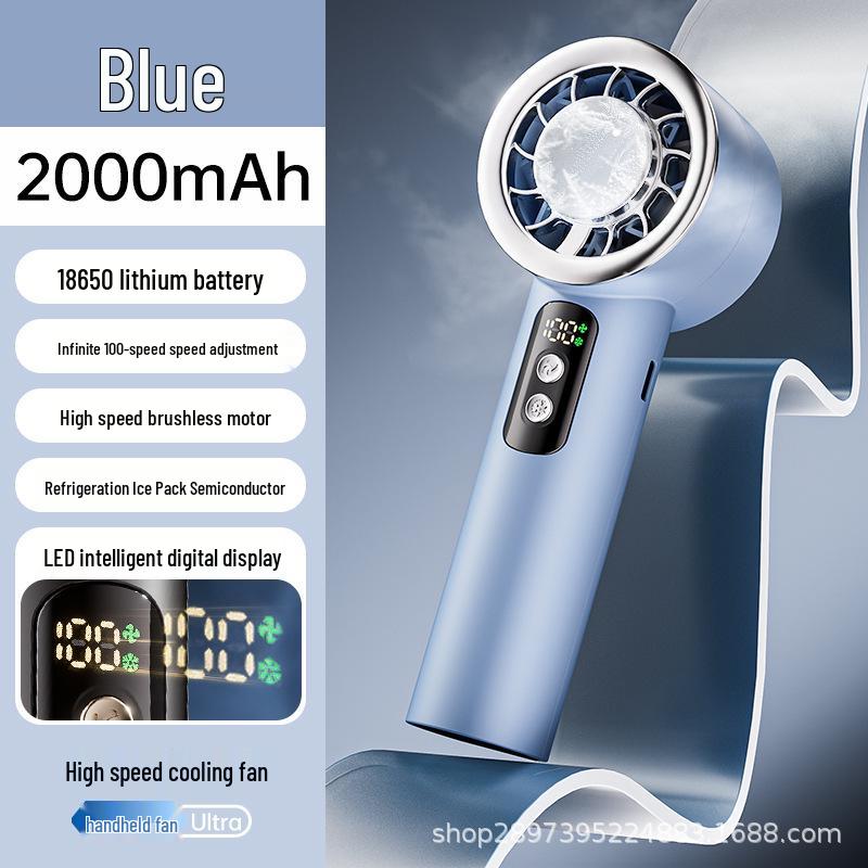 Handheld Mini Rechargeable Turbine Fan with Cooling Ice Pack for Desktop Use