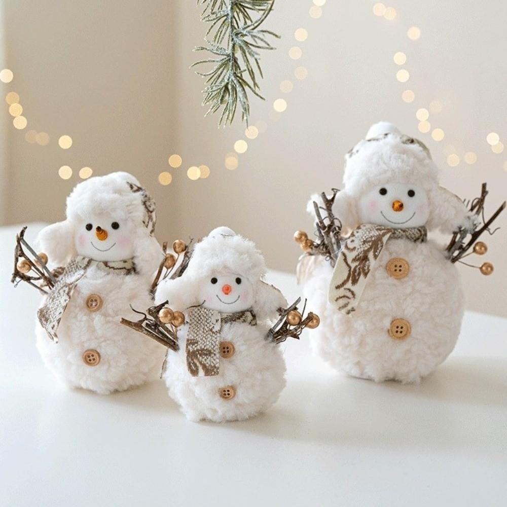 Round Hat Christmas Snowman Ornaments Knitted Snowman Statue Cute Xmas Decoration  Festivals