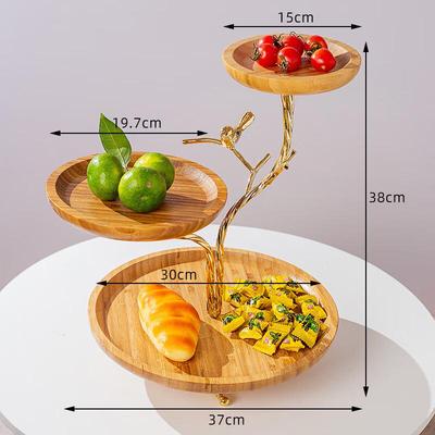 ZISIZ Bamboo Multi-Tier Dessert & Cake Display Stand