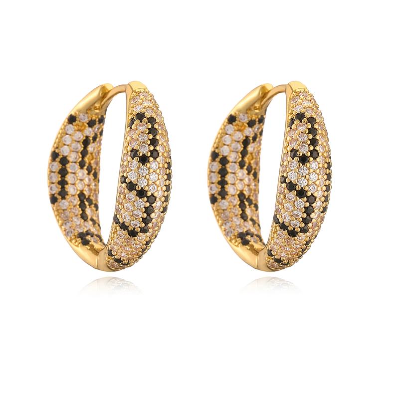

HECHENG,18K Golden Plated Leopard Print Earrings Square Ring with Cubic Zirconia Hip Hop Style for Men and Women Wholesale біле золото кольору