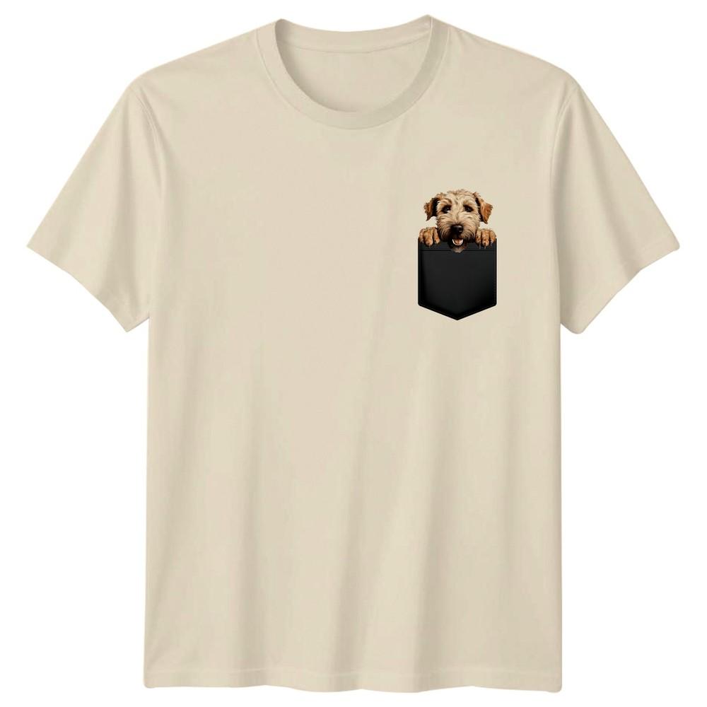 Terrier Dog Pocket Design Dogs Animals Unisex Unisex Graphic Tee Shirt