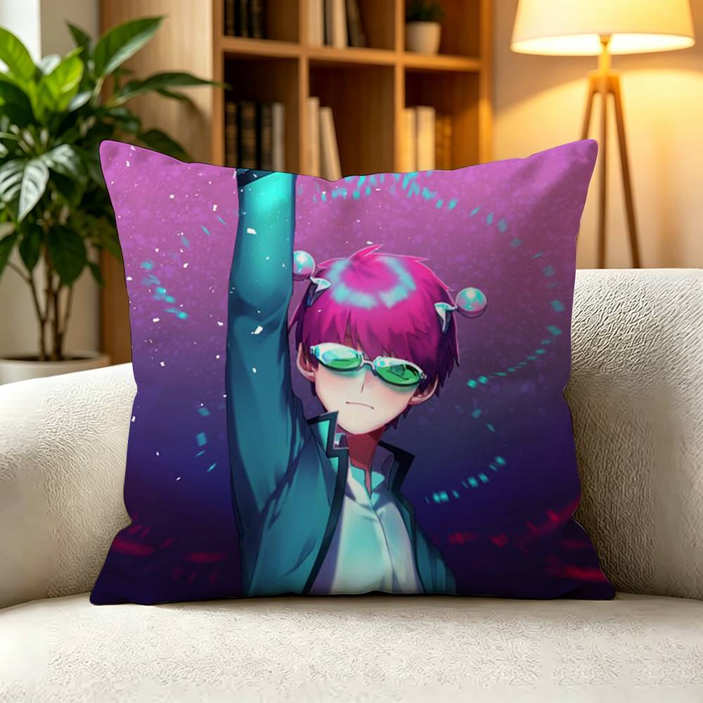 T-The Disastrous Life of Saiki K Saiki Kusuo Square Double-Sided printed Pillow Case Bedroom Bedside Pillow Sofa Cushion Cover