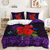 3D Rose Pattern Bedding Set Flower Theme Down Duvet Cover Pillowcase Microfiber Quick Drying Material Single/Double Bed, Large/Super Large Bed Size