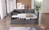 Sofa Bed 90x200 Cm, Single Sofa Bed with Hydraulic Storage USB & Type-C Charging, Guest Bed with Slatted Base, Grey, Velvet, Without Mattress.