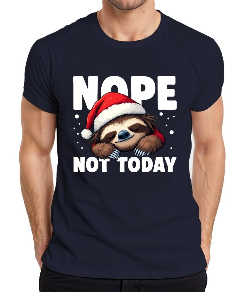 Nope Not Today Sloth Christmas Santa Hat Lazy Cute Unisexs Tshirt S
