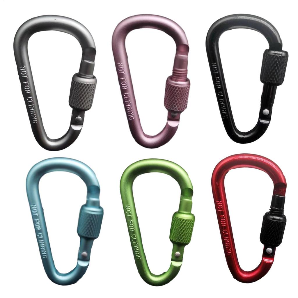 6pcs/set Aluminum Alloy Carabiner D Ring Tent Rope Tensioner Tent Wind Rope Buckles Backpack Buckle Hook For Camping Accessory