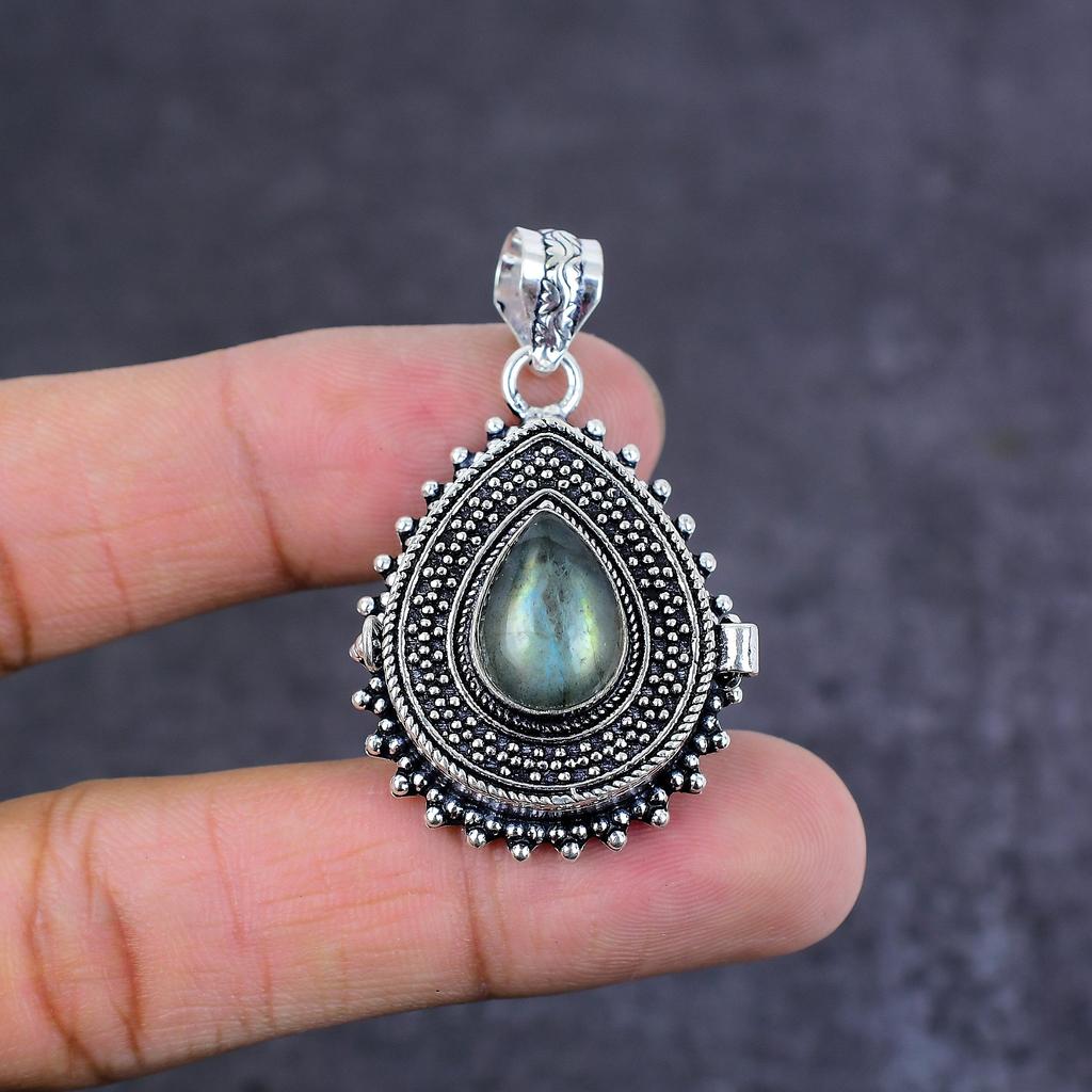 Natural Labradorite Handmade 925 Sterling Silver Poison Pendant 1.77" y6V27