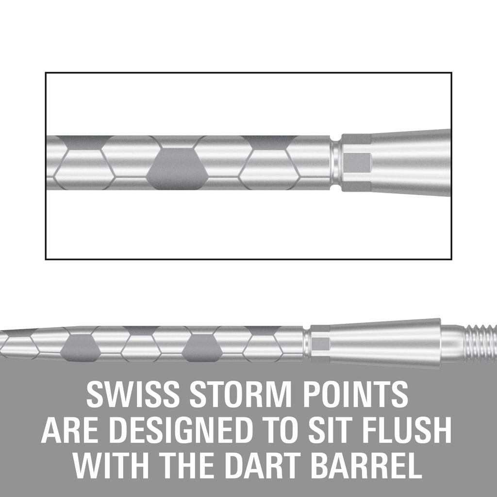 Target Darts Swiss Storm ONYX Dart Points of Replacement Steel Dart Points (Set 3) 26mm/30mm/35mm - Silver/Gold/Black (35mm, Silver)