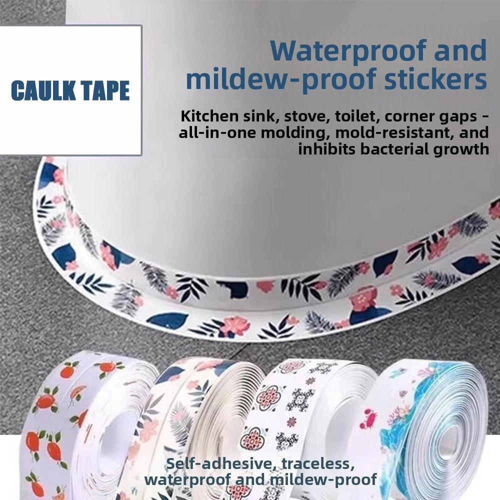 Durable Waterproof Caulk Tape Self Adhesive PVC Sealant Strip Oil-resistant Printing Sink Sealing Tape for Countertop Bathroom
