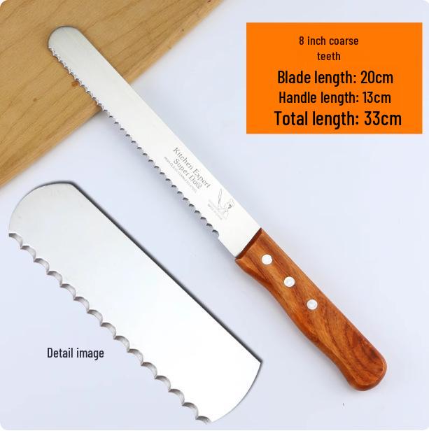 Stainless Steel Serrated Bread & Cake Knife - No Crumbs Slicing