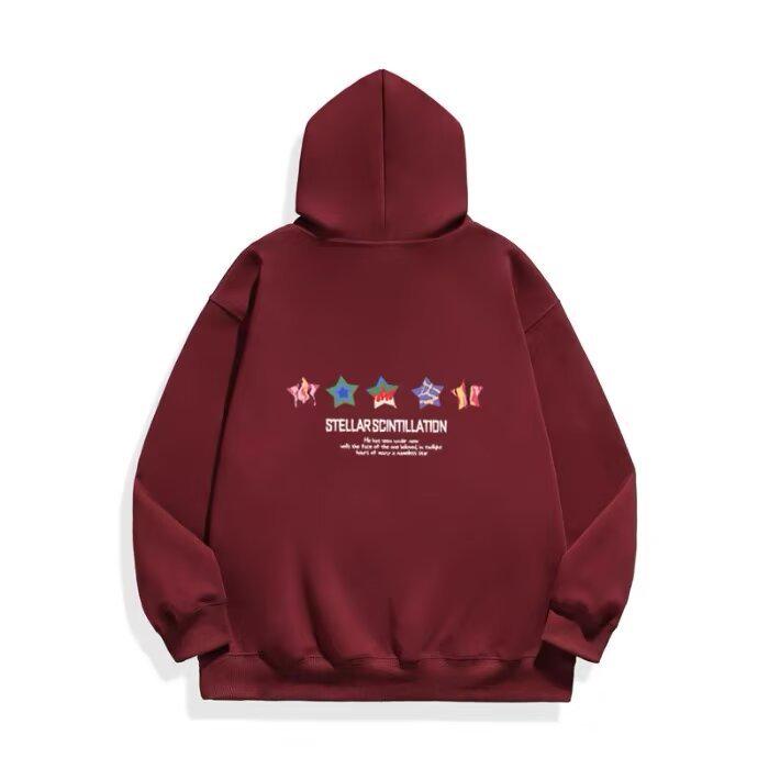 

Худи унисекс с флисовой подкладкой: 2024 Корейский стиль, Свободный крой, Идеально для осени/зимы, Универсальный тренд высокой моды. 2XL вино красного