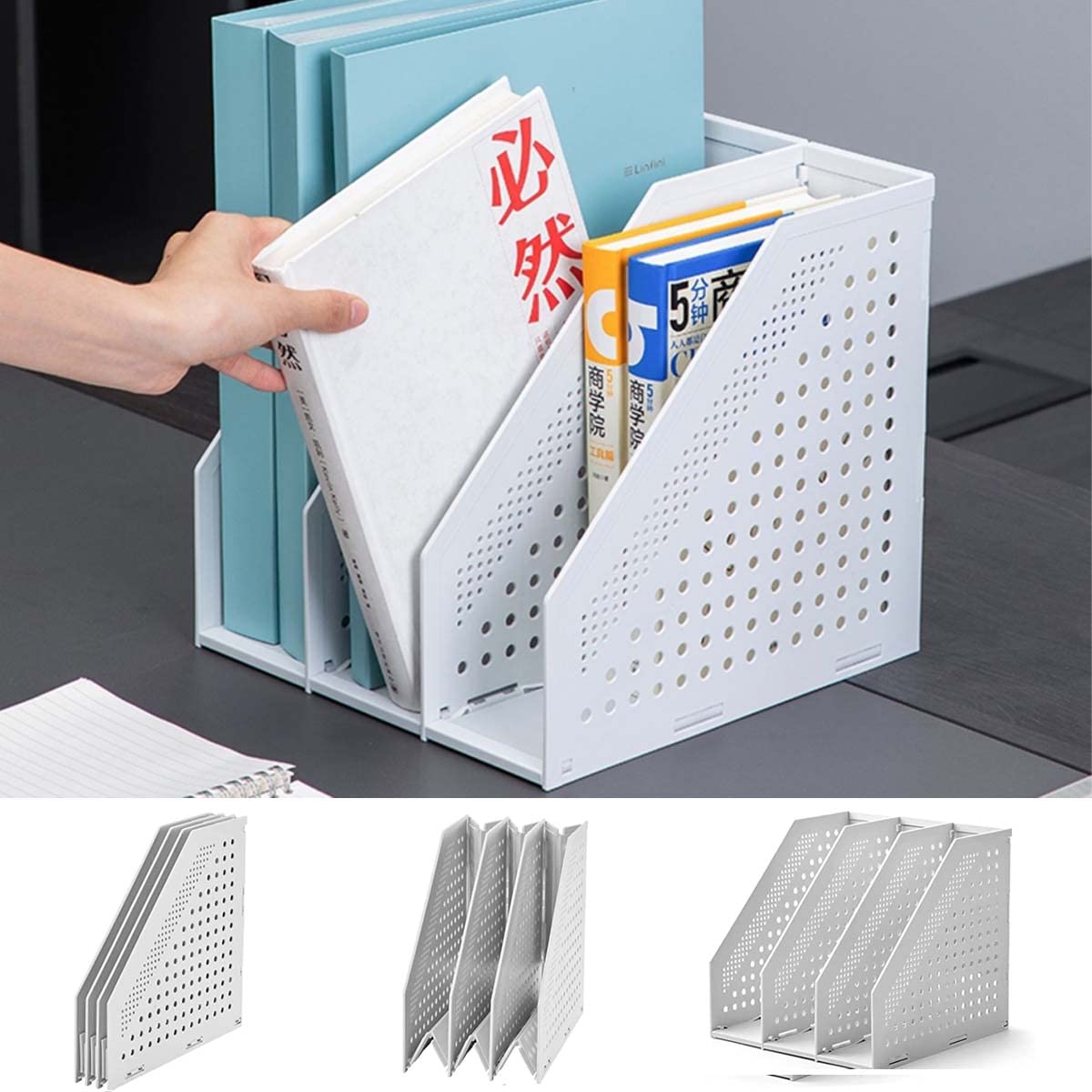 A4 File File Desk Foldable Book Desktop Storage Desktop Book Home Office Stationery Office No Assembly Required 3 Box, 3-Tier Stand, Shelf, Stand,