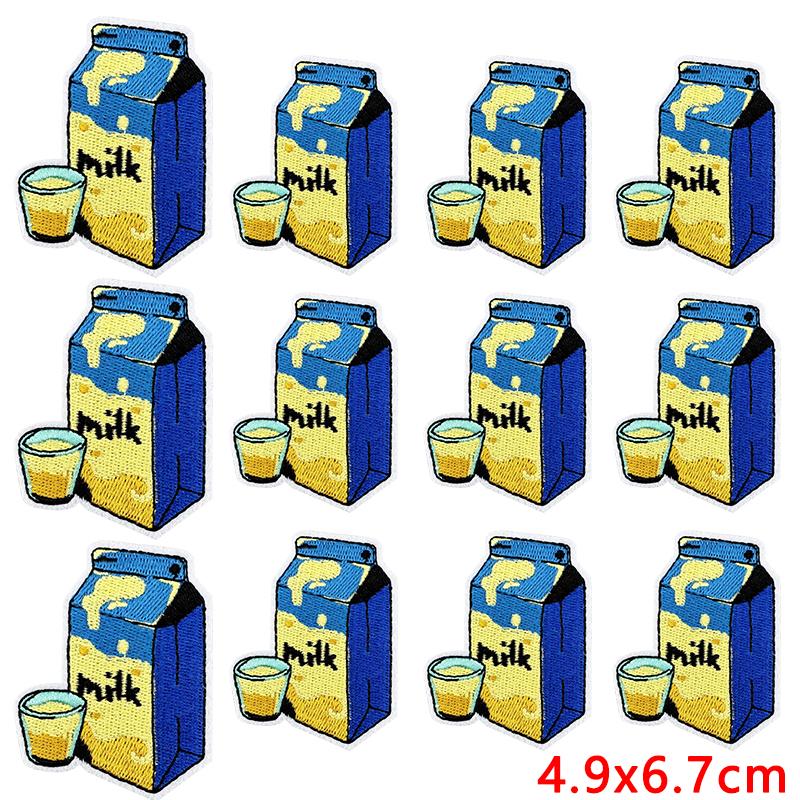 10pcs Cute Cartoon Embroidered Patches Diy Pudding Donuts Ice Cream Doodle Stickers Iron On Patches For Clothing Decoration 