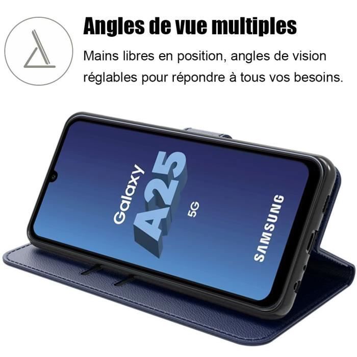 Coque de protection - Samsung - Galaxy A25 5G - Antichoc - Cuir PU - Fentes pour cartes