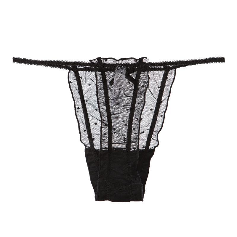 Lace Hollow Transparent Thong Panties Sexy and Erotic Solid Color Seamless Low Waisted Women's Panties